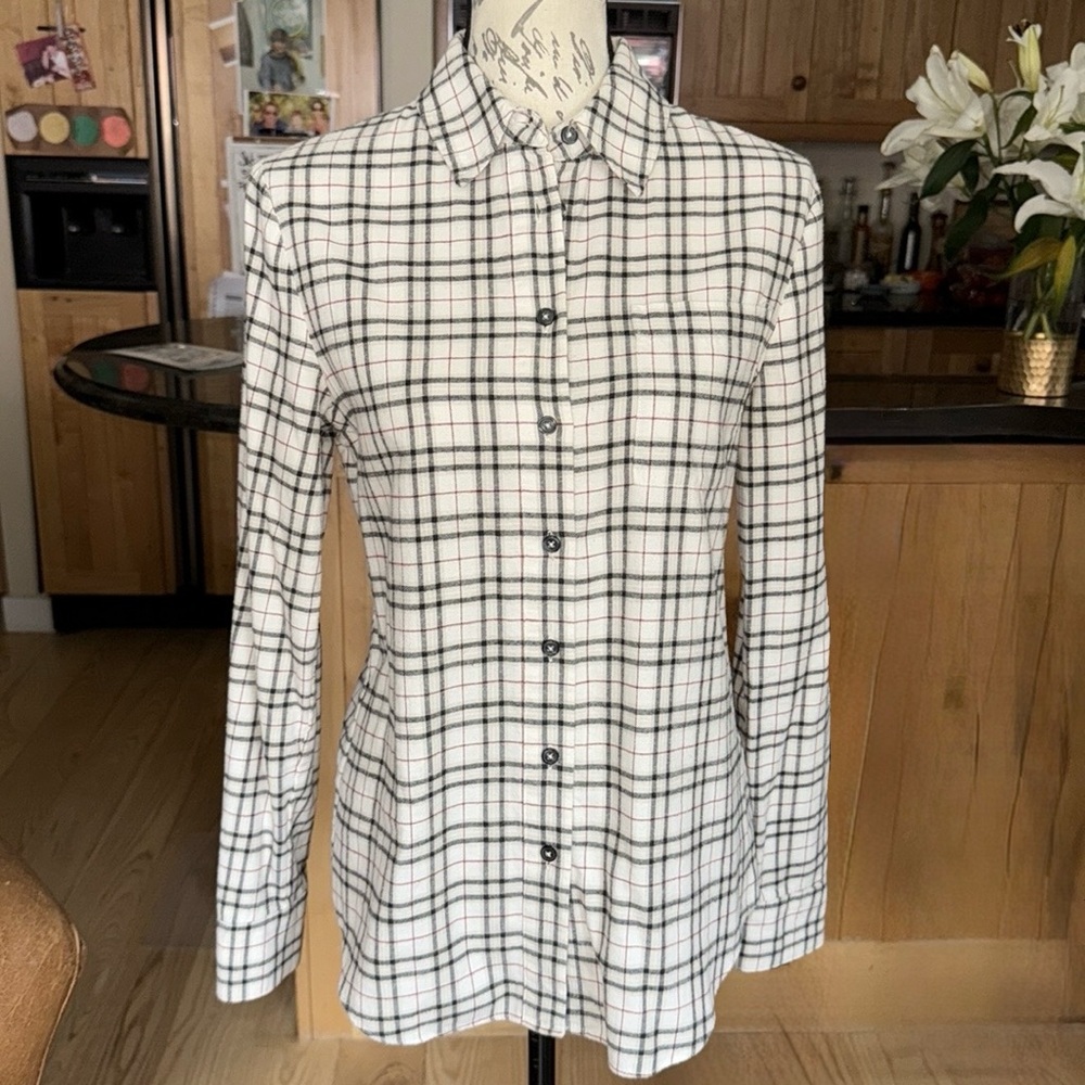Jenni Kayne Cotton Plaid Flannel Button Up Shirt, XS
